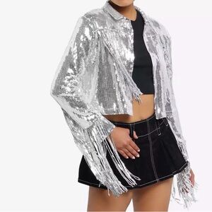 Silver Sequin Fringe Jacket